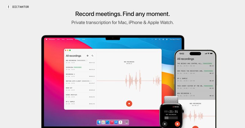 Dictantor: app de transcrição privada para Apple chega ao Product Hunt